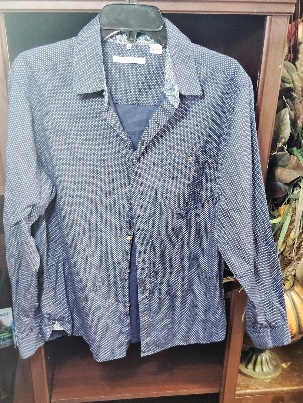 Moda Campia Men's Cotton Button Down in Blue & White Size Medium NWT